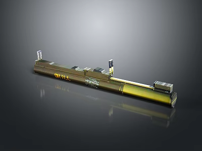 Industrial Mechanical Component With Elongated Metal Structure Support Brackets And Surface Details 3d model