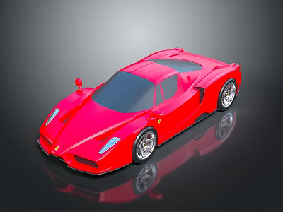 Red Sports Car With Sleek Design And Reflection On Dark Background 3d model