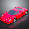 Red Sports Car With Sleek Design And Reflection On Dark Background