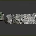 Detailed Winding Great Wall Model Architecture With Watchtower And Green Vegetation