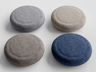 Round Fabric Cushions In Gray Beige Brown And Blue For Home Decor Seating 3d model