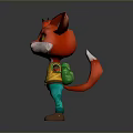 Cartoon Red Fox Game Movie Character Featuring White Fur Yellow Eyes Yellow Shirt Green Pants