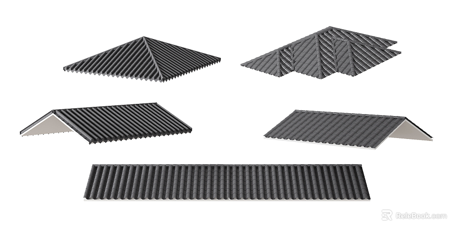 Black Structural Components Featuring Various Shapes Including Corrugated Strips And Triangular Designs 3d model 
