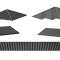 Black Structural Components Featuring Various Shapes Including Corrugated Strips And Triangular Designs