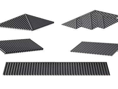 Black Structural Components Featuring Various Shapes Including Corrugated Strips And Triangular Designs 3d model