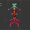 3D Fantasy Game Mermaid Character Model With Blue Hair Headdress And Colorful Fish Tail