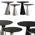 Modern Coffee Tables With Metal Cone Bases And Round Black White Silver Tops