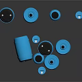 Assorted Collection of Blue Drums with Black Lids in Various Sizes