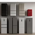 Modern Refrigerators In Various Colors And Different Styles For Kitchen Use 3d model