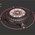 Advanced Circular Weapon Device With Danger Sign Metal Components And Orange Lines 3d model