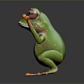 Vibrant Green Frog With Prominent Eyes And Orange Fingers Toes Sitting Pose