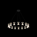 Modern Circular Chandelier With Black Metal Frame And Transparent Glass Shades