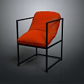 Modern Single Sofa With Orange Cushion And Black Metal Frame