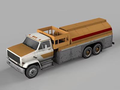 Yellow And White Heavy Duty Tanker Truck For Liquid Transportation 3d model