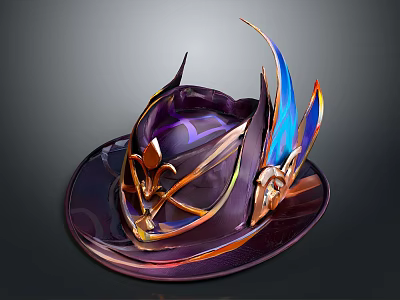 Ornate Purple Hat Design With Gold Blue Accents And Intricate Decorations 3d model