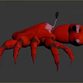 Vibrant Red Crab 3D Model With Detailed Pincers And Textured Exoskeleton