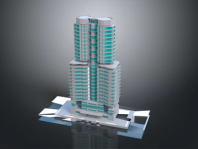 Modern High Rise Office Building With Glass Curtain Walls And Unique Architectural Design 3d model