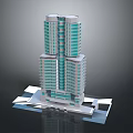 Modern High Rise Office Building With Glass Curtain Walls And Unique Architectural Design