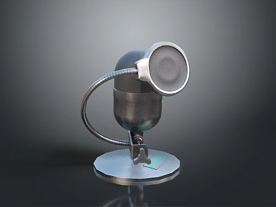 Desktop Microphone with Circular Mesh Cover Flexible Arm and Metal Base for Everyday Use 3d model