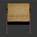 Stylish Armchair With Yellow Patterned Cushion Backrest And Wooden Armrests Legs