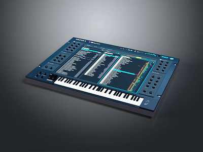 Korg Music Synthesizer Workstation With Keyboard Touch Screen And Control Knobs Buttons 3d model