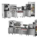 Commercial Kitchen Equipment Stainless Steel Units Including Ice Cream Machines Beverage Dispensers And Refrigerators