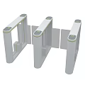 Three White Public Facility Turnstiles With Vertical Pillars And Round Indicators 3d model