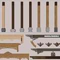 new chinese style column carved cross beam structure bucket arch ancient building component column pier decorative column 3d model