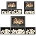 Cozy Modern Fireplace Interior Design With Stacked Wood Logs And Warm Flames