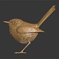 Golden Bird Decorative Figurine With Metallic Texture And Detailed Surface Design