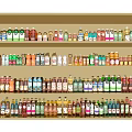 Display of Various Wine Bottles in Different Colors and Shapes on Multiple Shelves