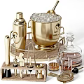 Premium Kitchen Bar Tools With Brass Ice Bucket Cocktail Shaker And Glasses