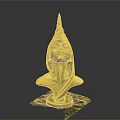 Golden Female Bust Sculpture With Unique Conical Headdress And Elegant Features
