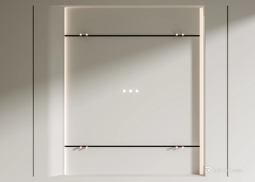 Modern Minimalist Ceiling Design With White Surface And Recessed Decorative Trim 3d model 