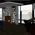 Japanese Style Bar Interior Featuring Shoji Screens Dark Armchairs Wooden Shelves And Candlelit Tables