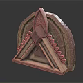 Cartoon Scene Of 3D Anatomical Structure With Textured Layers And Pink Beige Tones