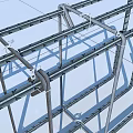 Metal Building Component Featuring Elongated Frame Structure With Metal Bars And Connection Points 3d model