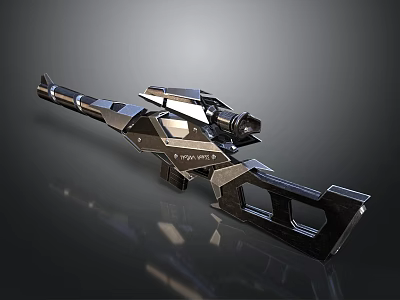 Advanced Futuristic Sci Fi Weapon With Metallic Scope And Geometric Design 3d model