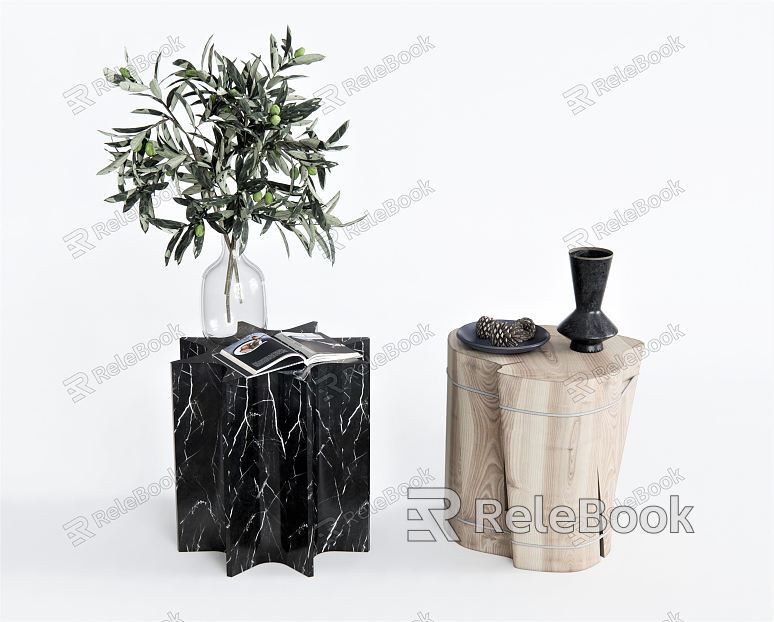 Nordic Side Table Side Table Corner Table Log Coffee Table Plant Vase Ornaments Books Pine Nuces Low Table Decorative Table Coffee Table model