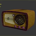 Vintage Electronic Radio With Wooden Frame Orange Exterior And Control Knobs
