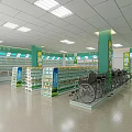 Spacious Medical Specialty Store With Wheelchairs Shelves And Product Displays