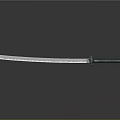 Traditional Samurai Sword With Silver Blade And Green Handle On Black Surface