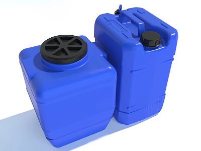 Industrial Equipment Blue Plastic Drums With Vented And Sealed Lids 3d model