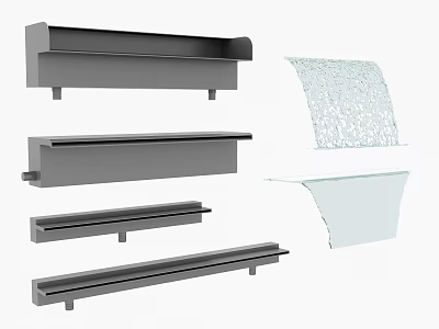 Sleek Metal Strips And Transparent Glass Components In Various Lengths For Decorative Applications 3d model