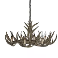 Unique Shaped Chandelier With Antler Inspired Structure And Multiple Candle Holders Rustic Decorative Lighting Fixture 3d model