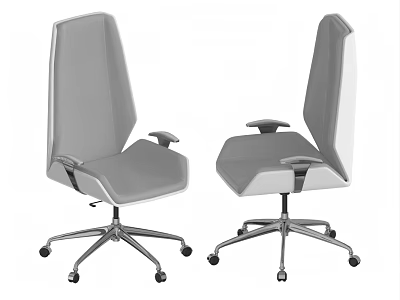 Modern Office Chair With Gray And White Design Ergonomic Armrests Metal Base And Wheels 3d model