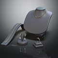 Elegant Display Shelf Showcasing Luxury Gold Jewelry Necklace Earrings and Ring