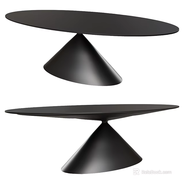 Modern Black Coffee Table With Tapered Base And Sleek Contemporary Design 3d model 