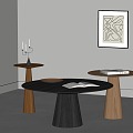 Nordic Coffee Table Combination Solid Wood Coffee Table Round Coffee Table Side Table Corner Table Round Table 3d model