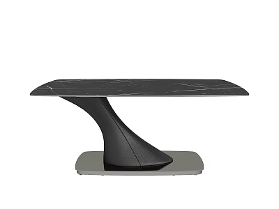 Sleek Modern Dining Table With Black Marble Tabletop And Unique Curved Base 3d model